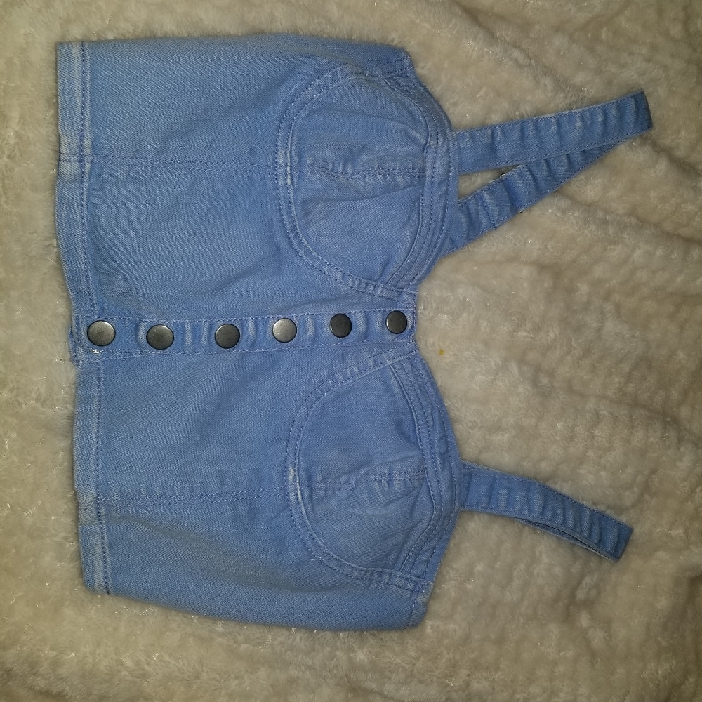Light blue denim crop top